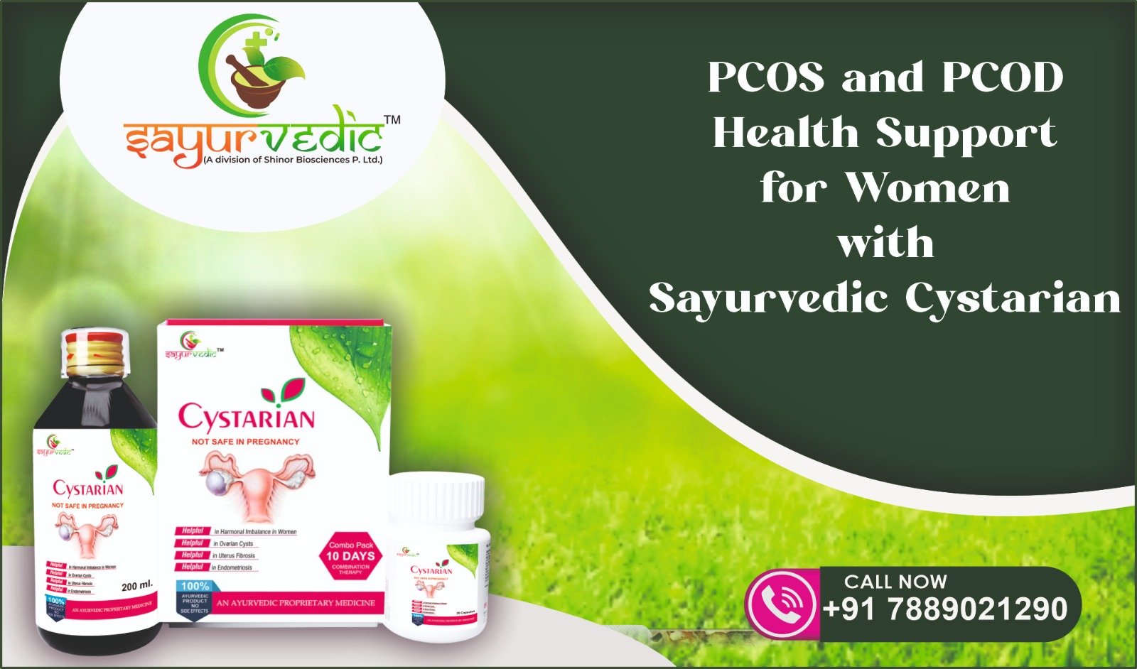 Sayurvedic Cystarian PCOS and PCOD Supplement for Women Syrup & Capsules